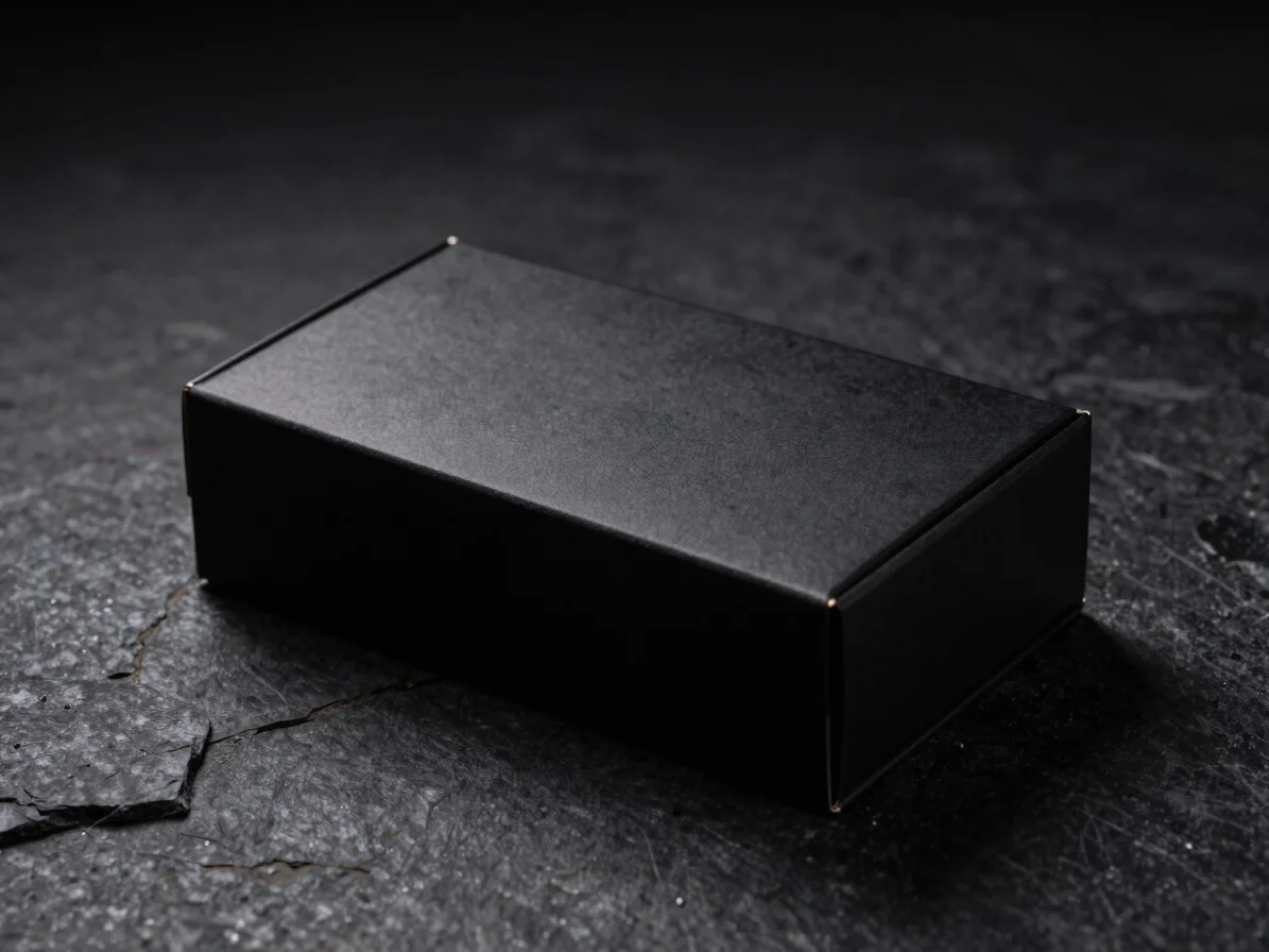 Unboxing experience of premium foil-stamped matte black packaging